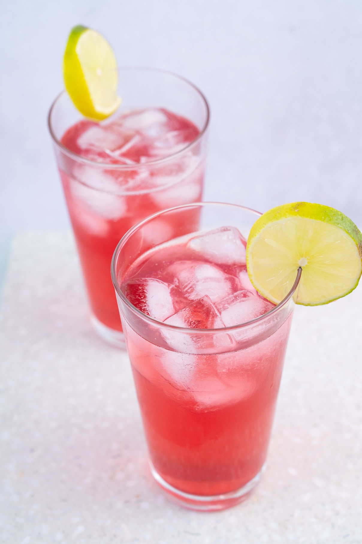 Two glasses with bay breeze drink.
